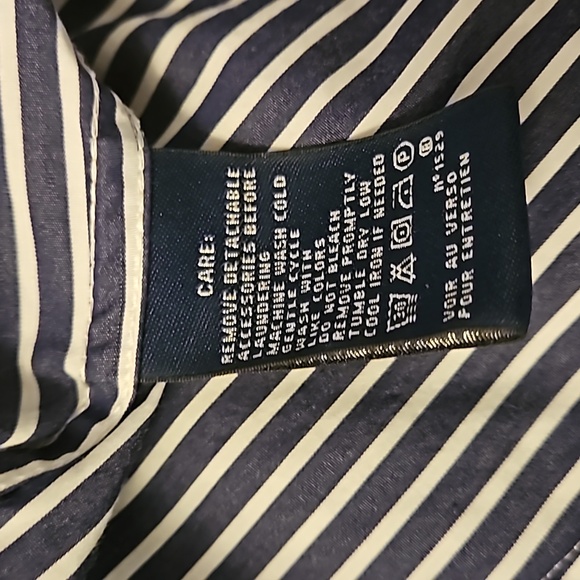 Navy White Stripe Button Down Top - Picture 5 of 5